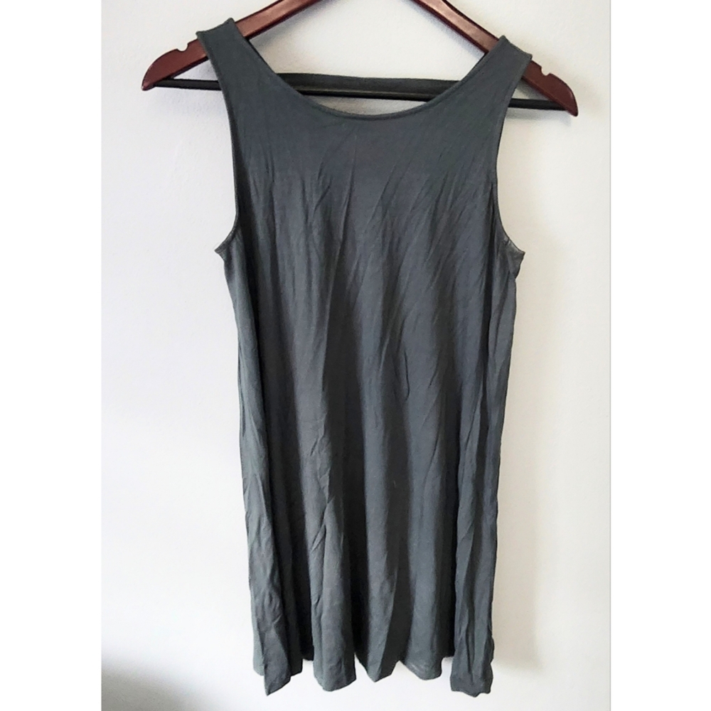 Loft scoopneck stretchy sleeveless green dress petite small